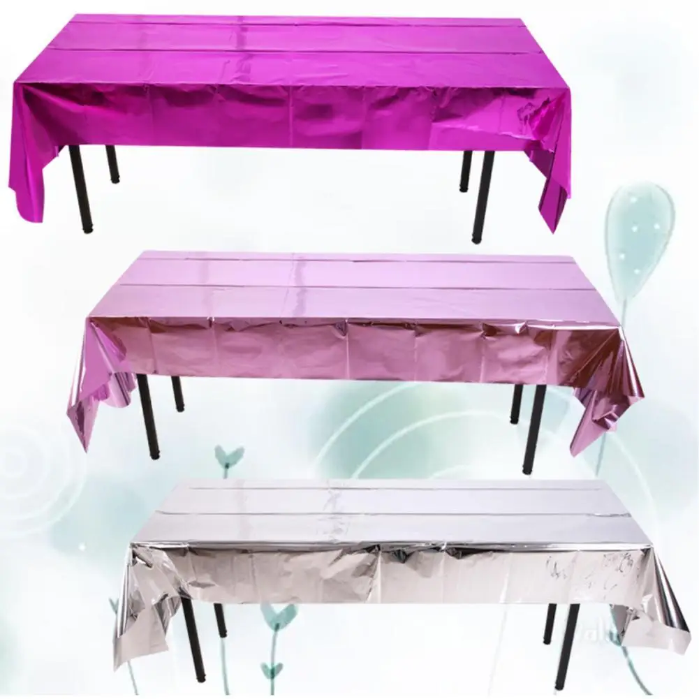 

Waterproof Aluminum foil Tablecloth Rose gold Silver Table Cloth Xmas Wedding Birthday Party Table Cover Rectangle Desk Cloth