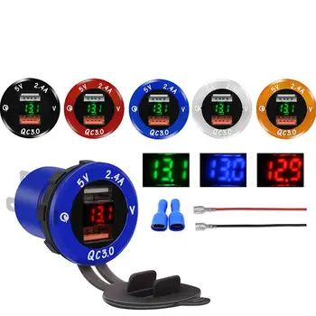 

Dual Port USB Charger Power Outlet Adapter with LED Digital Voltmeter for Phones Ipad GPS Automobile Eletronic Accessories