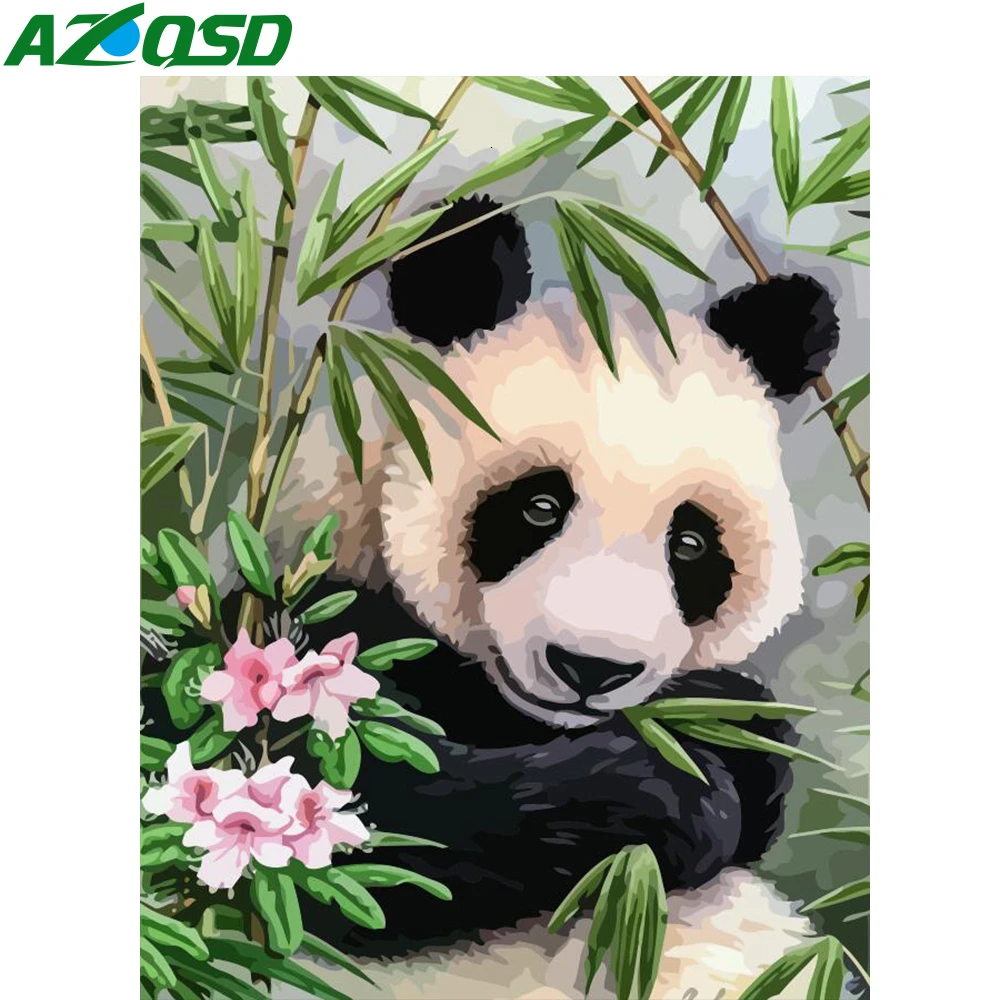 AZQSD DIY Краски по номерам для взрослых панда 40X50cm без рамки Раскраска холст ing