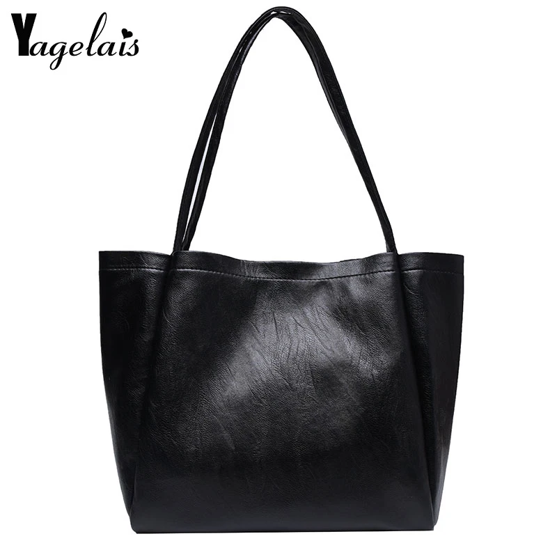 

Fashion Designer Ladies Handbag Large Capacity Black Shopping Bag High Quality Pu Leather Ladies Tote Bag Casual Women Shoulder