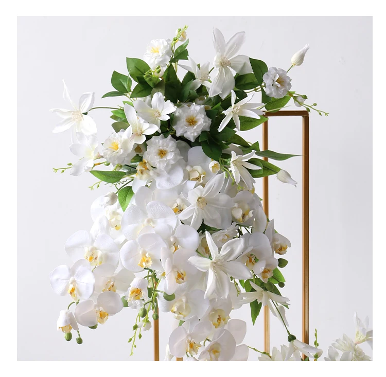 JAROWN 흰 나비 난초 꽃 벽 매달려 인공 가짜 꽃 웨딩 테이블 센터 피스 장식 홈 장식품 사용자 정의 (12)