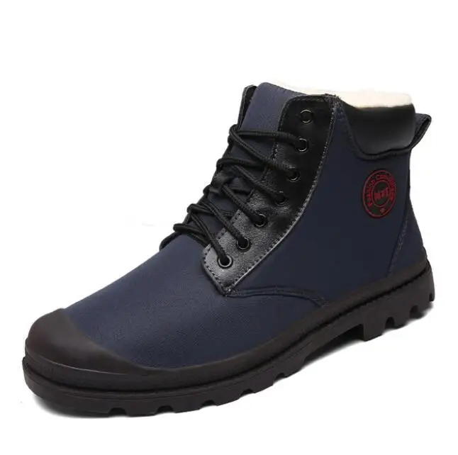 blue Brand Autumn Winter waterproof Ankle Snow Men Boots Shoes With Fur Plush Warm Warm Male Casual Boot Sneakers - Цвет: blue
