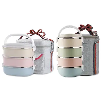 

304 Stainless Steel Square Thermal Insulated Lunch Box Multi-Layer Gradient Insulation Barrel Student Sealed Food Containers Pic