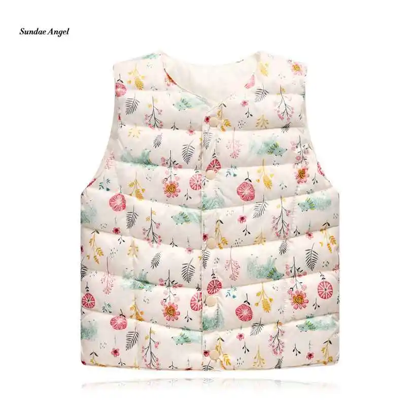 Baby Girl Boy Vest Sundae Angel/зимний детский жилет с рукавами и круглым вырезом для маленьких девочек и мальчиков; Верхняя одежда с цветочным принтом; пальто; детский жилет; одежда - Цвет: Baby Girl Boy Vest