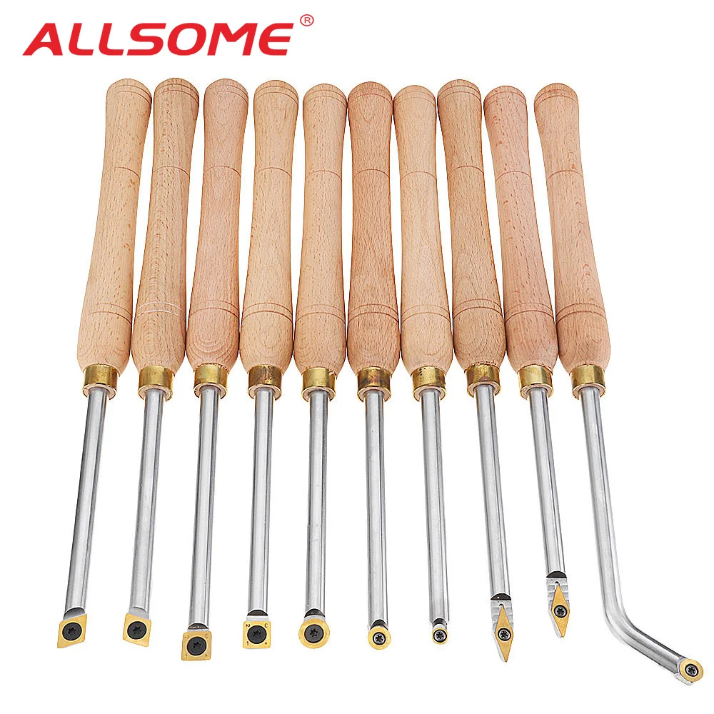 Goede ALLSOME Hout Draaien Tool Houten Handvat met Titanium Coated Hout Carbide Insert Cutter Ronde Schacht Houtbewerking Tool HT2854