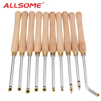 

ALLSOME Wood Turning Tool Wood Handle with Titanium Coated Wood Carbide Insert Cutter Round Shank Woodworking Tool HT2854