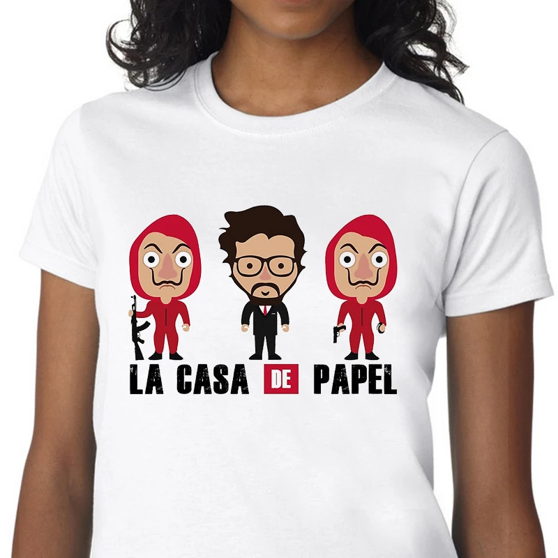 Новинка забавная футболка женская одежда 2019 La Casa De Papel женские футболки с