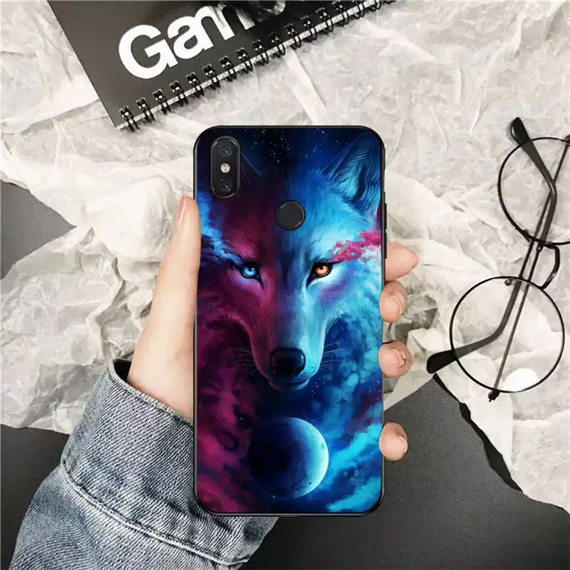 xiaomi leather case glass Yinuoda Moon roaring wolf TPU black Phone Case Cover Hull for Xiaomi Redmi 5plus 5A 6 6A 7 7A Note 7 8 8T 8Pro cases for xiaomi blue Cases For Xiaomi