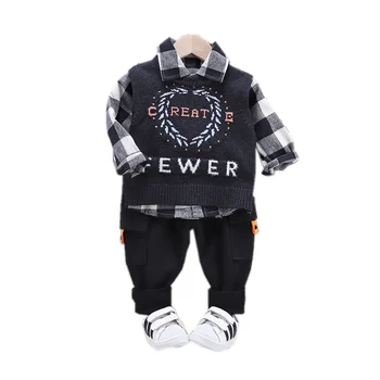 

Spring Autumn Children Clothes Suit Baby Boys Letter Vest Shirt Pants 3Pcs/sets Toddler Casual Clothing Infant Kids Tracksuits