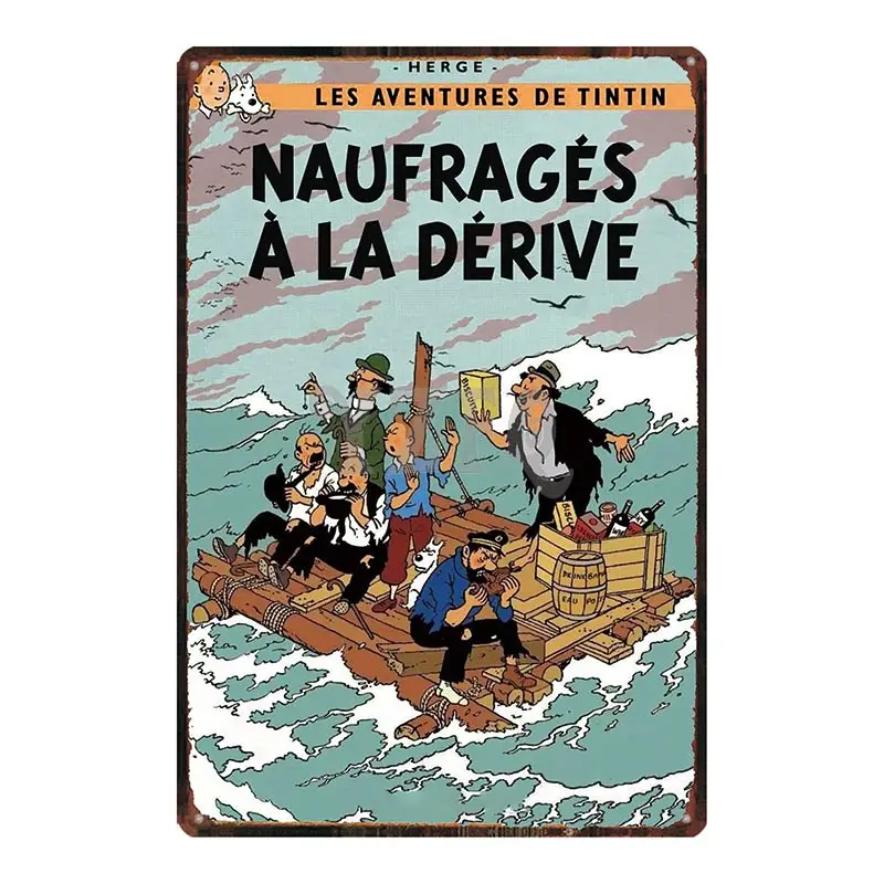 Тинтин в Америке оловянный Металл дощечка с надписью Металл винтажный потертый шик детский подарок настенный домашний декор для детской комнаты ICuadros DU-4189A - Цвет: DU-4205