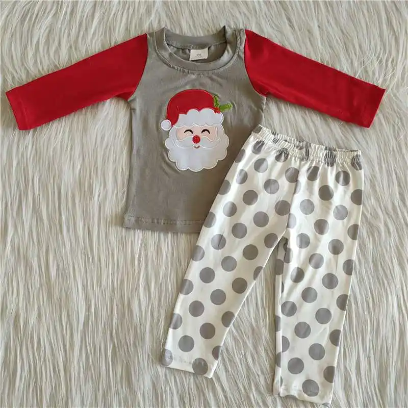 Wholesale Fall Winter Sweatsuits Christmas Children Baby Girl Clothing Pink Santa Pants Sleepwear Set Kid Outfit Toddler Pajamas cute pajama sets	