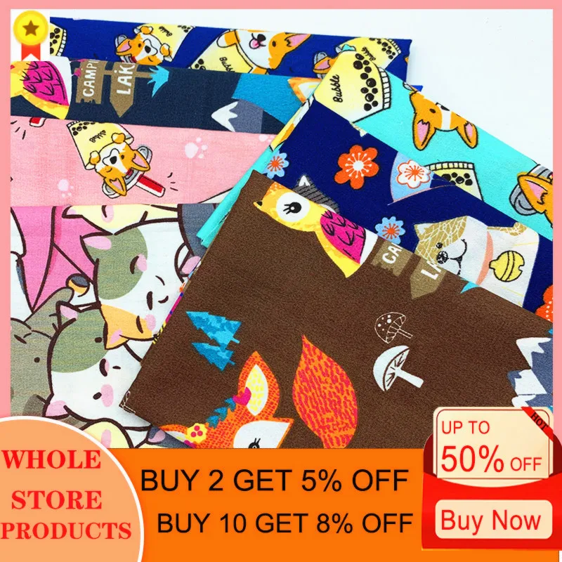 

7pcs/lot,40cmx50cm,Cartoon series,Cotton Fabric,Patchwork Cloth,DIY Sewing Quilting Fat Quarters Material For Baby&Children