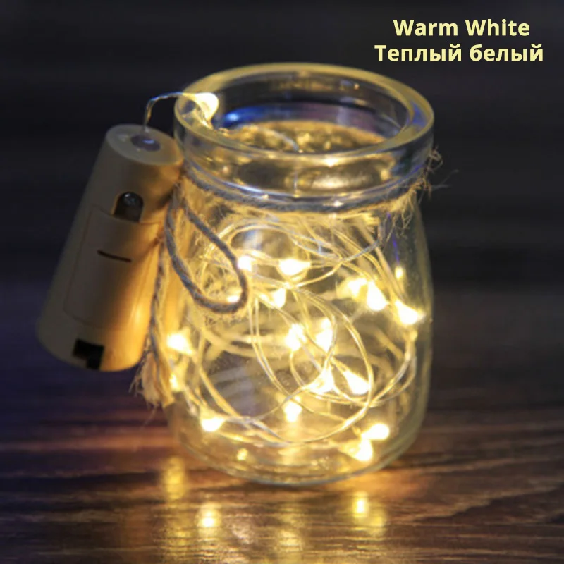 Warm white 2 м 20LED декоративные бутылки для вина свет пробковая лампа DIY Питание Гирлянда для праздника декоративное свадебное украшение свет с батареей - Испускаемый цвет: Warm white