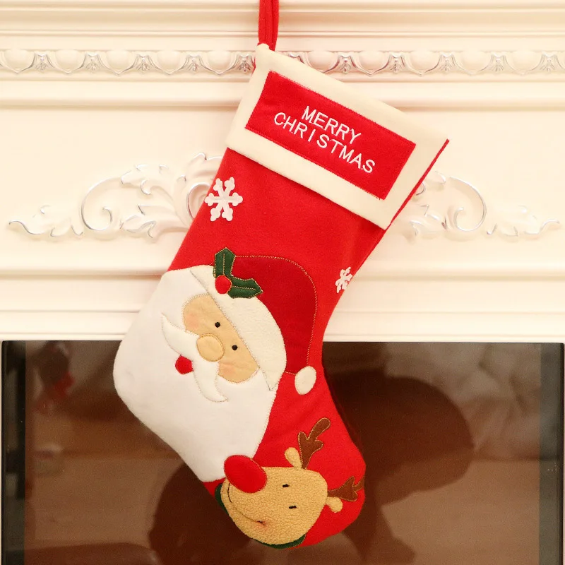Большие рождественские чулки, Подарочная одежда, носки с Санта-Клаусом и оленем, Рождественский милый мешок для подарков для детей, украшения для рождественской елки - Цвет: Santa Claus