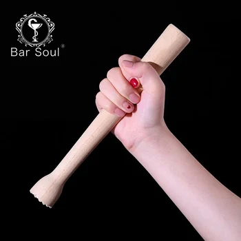 

Bar Soul Integrated Log Cocktail Muddler Solid Wood Mojito Muddler Fruit Spice Masher Crushed Ice Bartender Tools