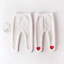 Колготки для новорожденных; сезон весна-осень; чулки для маленьких девочек; милые вязаные детские Колготки с рисунком сердца; колготки для маленьких девочек