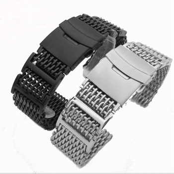 

Clean Steel Cool Shark Watch Strap Stainless Steel Solid Milan Watch Strap 20 22MM Men's Watch Strap Stainless Steel