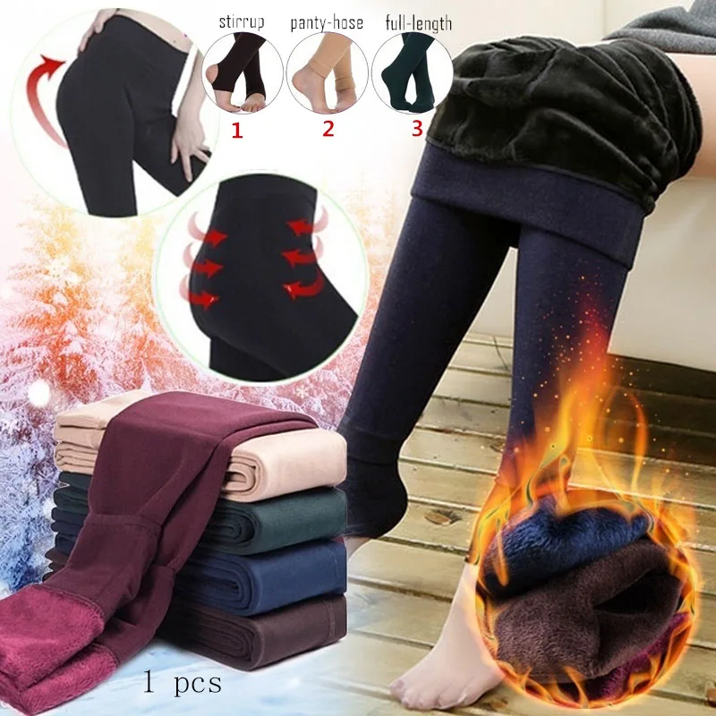 

Keep Warm Casual Legging Solid Pants Warm Winter Leggings Women's Plus Velvet Ankle-Length High Waist Large Size Women Solid