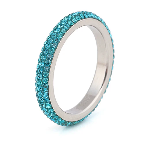 Стразы, многоцветное обручальное кольцо с кристаллами, нержавеющая сталь, модные ювелирные изделия для женщин, подарок - Цвет основного камня: Зеленый