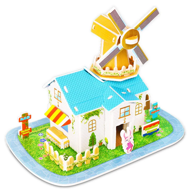 Привлекательный мультфильм замок сад принцесса кукольный дом мебель DIY Кукольный дом 3D головоломка интересные развивающие игрушки для детей - Цвет: Doll House