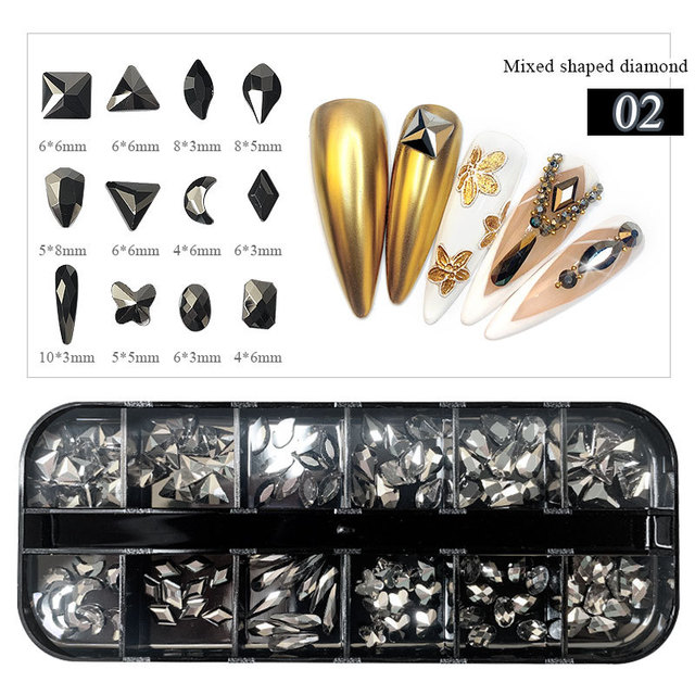 Girds Colorful Nail Rhinestones Mixed Size Diamonds AB Flatback Shiny Crystal 3D Glitter Gems Nail Art Decorations Strass