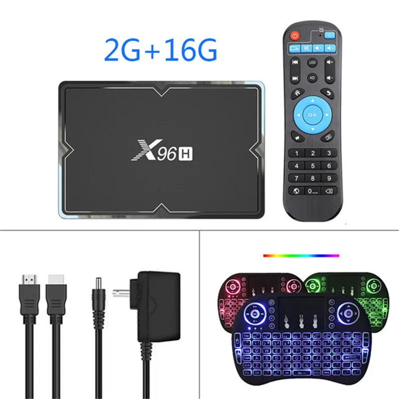2G16G and I8 X96H Android 9,0 ТВ коробка G10 Gyros или I8 Клавиатура Airmouse Бесплатные IPTV 6K Смарт ТВ коробка - Цвет: 2G16G and I8