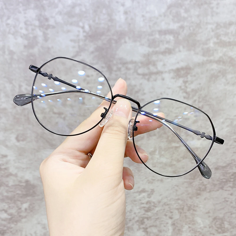 

Metal Glasses Frame Adult Anti Blue Light Irregular Round Glasses Unisex Water Drop Transparent Eyewear Frames
