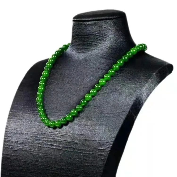 Elegant Genuine Green Jade Beaded Necklace - Women's Fashion Jewelry with Natural Charm