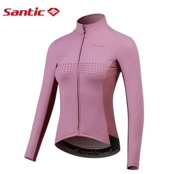 

Santic Winter Cycling Jerseys for Women Long Sleeve High Elasticity Bicycle Shirts Reflective Breathable MTB Bike Sport Clothing