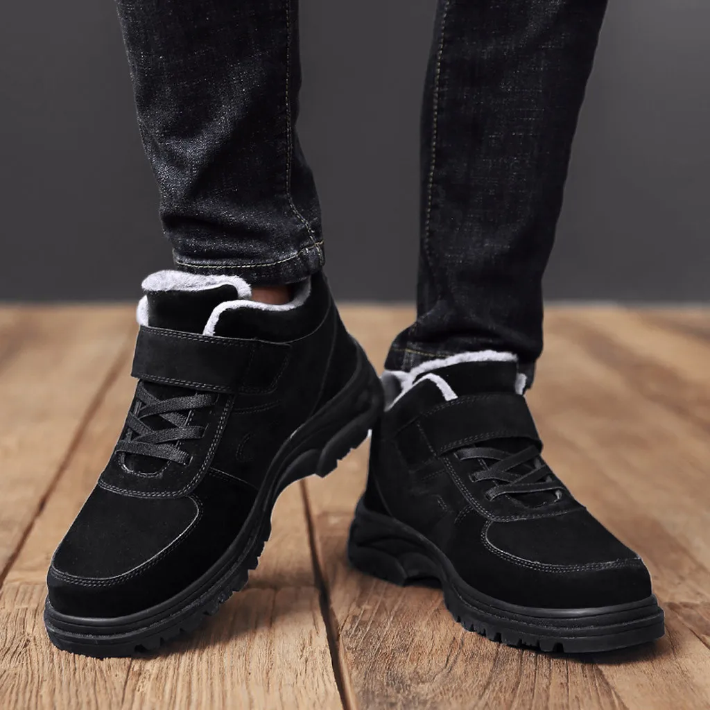Outside Sport Men's Plus Velvet Warm Outdoor Walking Shoes Non-Slip Wear-Resistant Sneakers Short Plush Sewing Durable shoes#P10