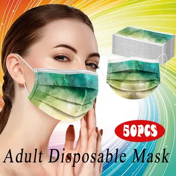 

50PCS Mascarilla desechable In Stock Women Man Print Disposable Face Mask Anti-stof Veilig Ademend 3Ply Ear Loop Anti-PM2.5 Mask