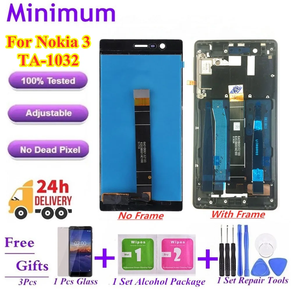

For Nokia 3 N3 TA-1020 TA-1028 TA-1032 TA-1038 5.0" LCD Display Touch Screen Digitizer + Frame For Nokia3 LCDs + Gift