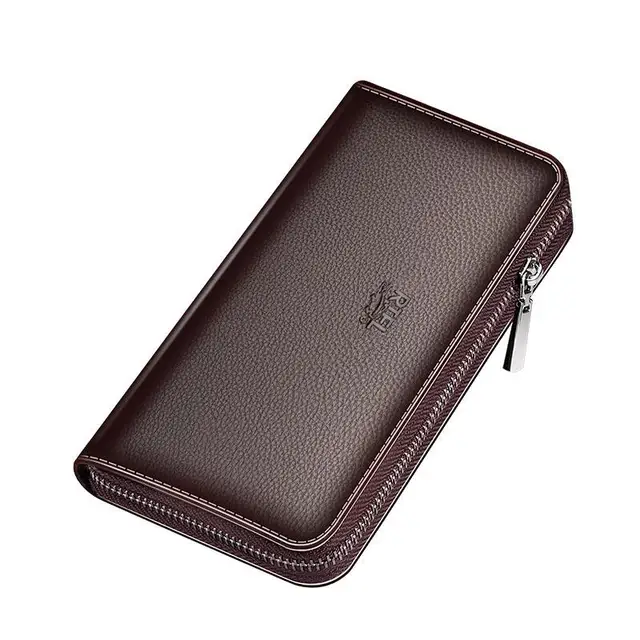 Men's Wallet Clutch Bag Billeteras Para Hombre Mens Wallet Man Purse Leather Genuine Luxury Carteira Masculina Couro 2022 Brown