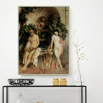 An Idyll (Daphnis and Chloe) by Jean-Léon Gérôme Printed on Canvas 1