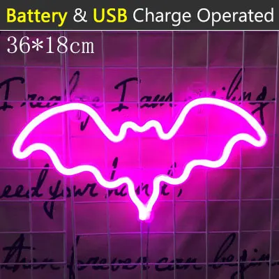 Красочный неоновый светильник Радужный Фламинго кактус Новинка USB/батарея неоновая лампа домашний Свадебный Рождественский Декор прикроватный светильник ing - Испускаемый цвет: Bat