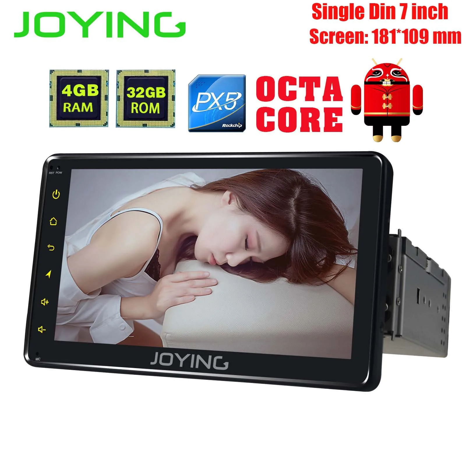 Discount QD JOYING Android 8.0 Car Radio Stereo Single Din 4GB +32GB Universal Head Unit Multimedia Player Support Carplay Video Output 4