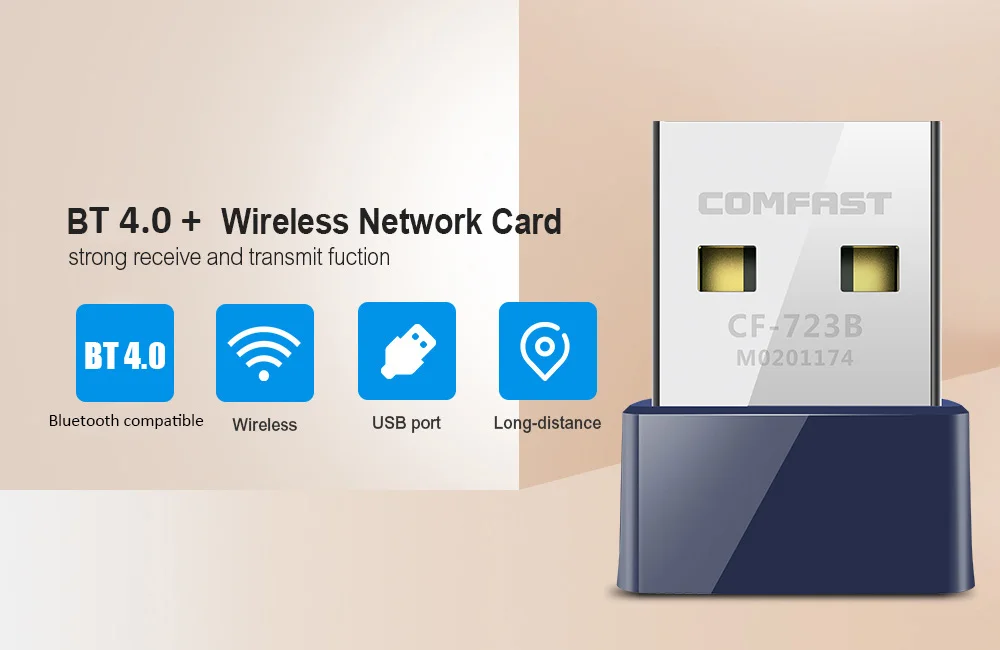 Adaptador USB WiFi Bluetooth 150, receptor externo inalámbrico de 4,0 Mbps, 2,4G, RTL8723BU, BT, Dongle para PC/portátil/escritorio Win7/8/10 11