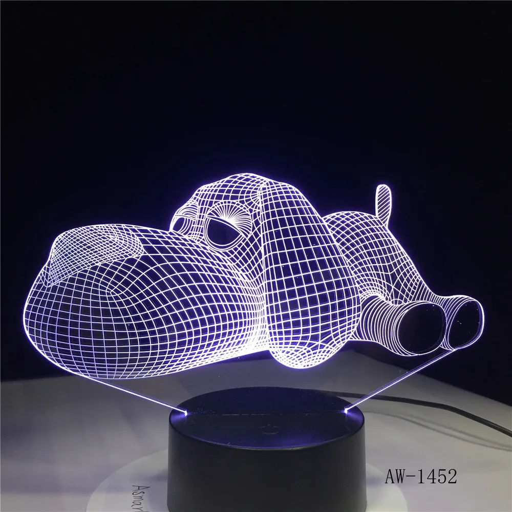Lazydog модель светодиодный 3D лампа USB Красочный Настольный светильник детская спальня ночник Домашний Светильник офисный свет AW-1452