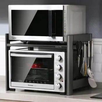 

Oven Shelf Shelf 2-layer Double-layer Space Aluminum Seasoning Kitchen Counter For Household Microwave Oven