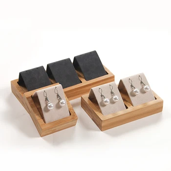 

High quality bamboo velvet jewelry display earrings display stand earrings earrings rack storage box CY51810