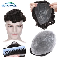 30mm Wavy Hair Toupee For Men Rich Choices 0.08mm Thin Skin Base Transparent Pu Men Toupee 100% Density Unit Male Hair Extension