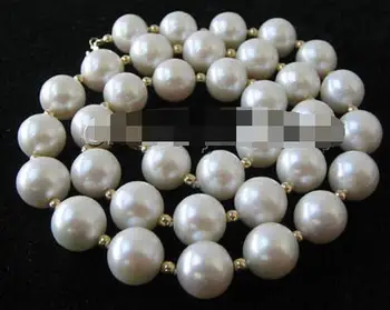

P2926- AAA+ 19" 11-12mm natural white round freshwater pearl necklace - 14k gold