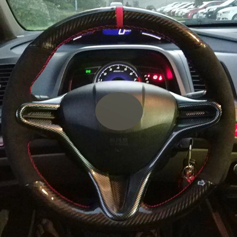 DIY черная замша углеродного волокна Чехол рулевого колеса автомобиля для Honda старый Civic 2004-2011(с 3 спицами) Honda Civic 8 2006-2009