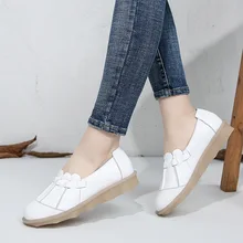 Женские лоферы из натуральной кожи; сезон осень; коллекция года; белая повседневная обувь на низком каблуке; женская кожаная обувь ручной работы на плоской подошве с мягкой подошвой в стиле ретро; балетки на плоской подошве