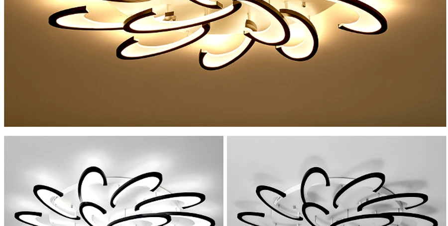 Черный, белый цвет тела светодиодный люстры для Гостиная акрил Lampara de techo современная люстра лампа домашние приспособление освещения
