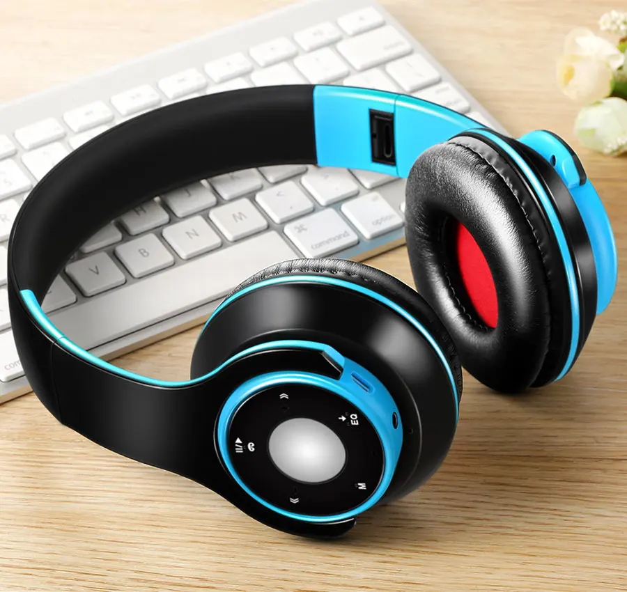 Black Blue Tourya беспроводные наушники bluetooth-гарнитура регулируемые наушники с микрофоном Поддержка TF карты эквалайзер функция для ПК мобильного телефона Mp3 - Цвет: Black Blue
