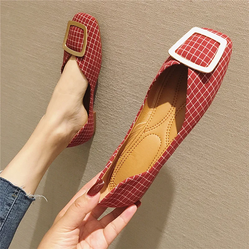

Spring Autumn Ballet Flats Women Shoes Plaid Fashion Brand Women Flats Office Ladies Shoes Female Footwear Plus Size 41 A1633