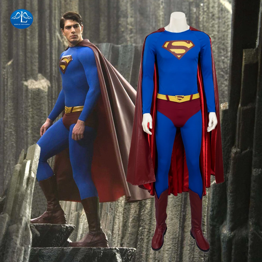 

Superman Returns Cosplay Carnival Halloween Superhero Spandex Jumpsuit Superman Costume Clark Kent Outfit Red Cape