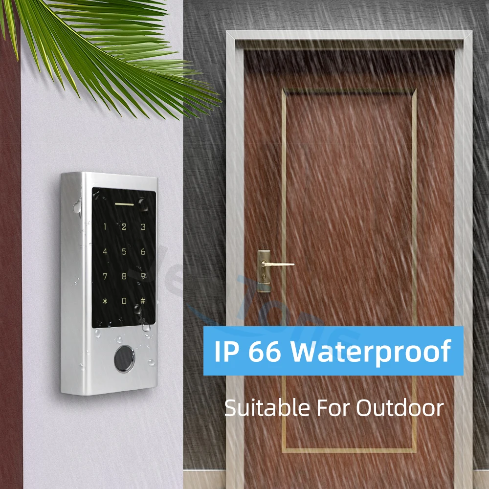 Jeatone Access Control Support Fingerprint /Touch Keypad /1000 RFID Cards/Password door outdoor station With Lock & EXIT Button