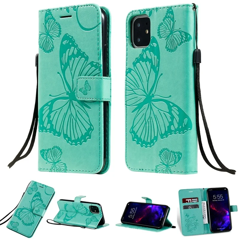 Wallet Flip 3D Butterfly Leather Case For iPhone 11 Pro X XS XR Max 5 5S SE 6 6S 7 8 Plus Book Cases Soft TPU Phone Cover Fundas iphone 7 cardholder cases